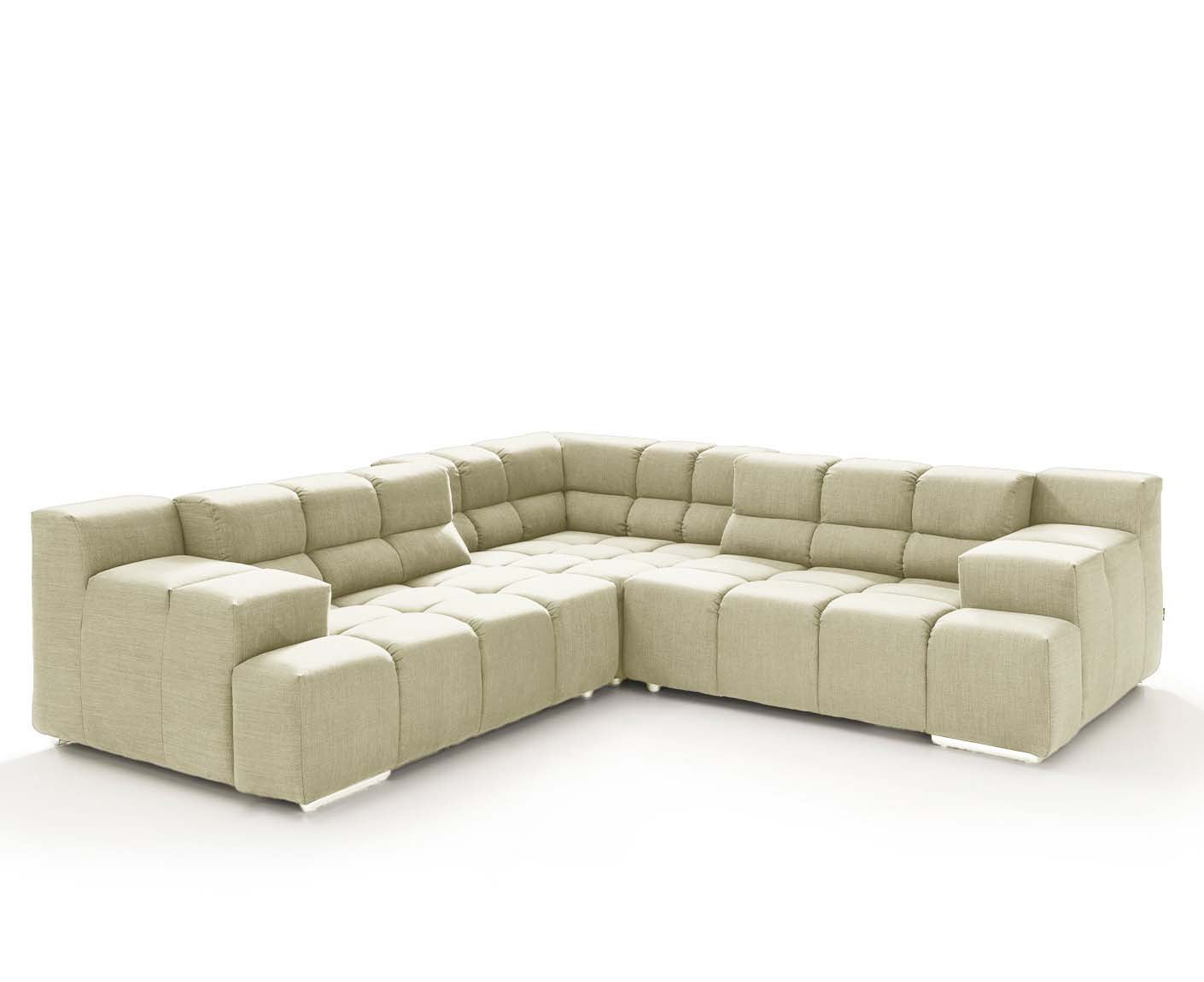designwerk Temple Ecksofa | 257 x 257 cm| mit Rückenverstellung | Flachgewebe