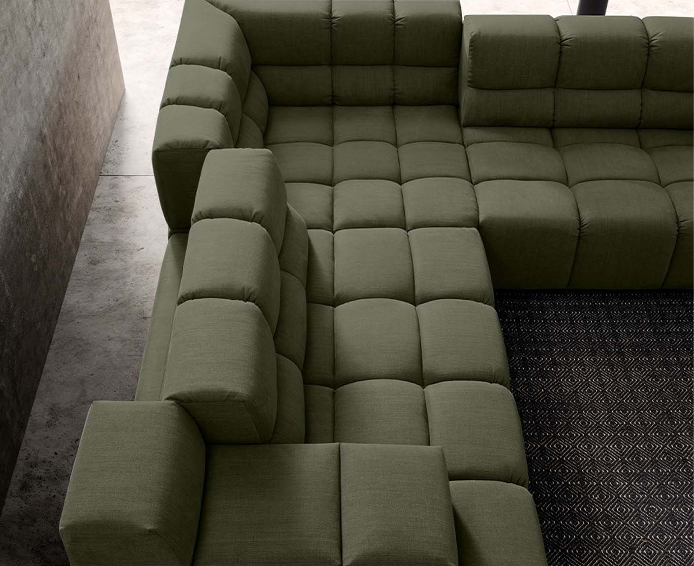 designwerk Temple Ecksofa | 257 x 257 cm| mit Rückenverstellung | Flachgewebe
