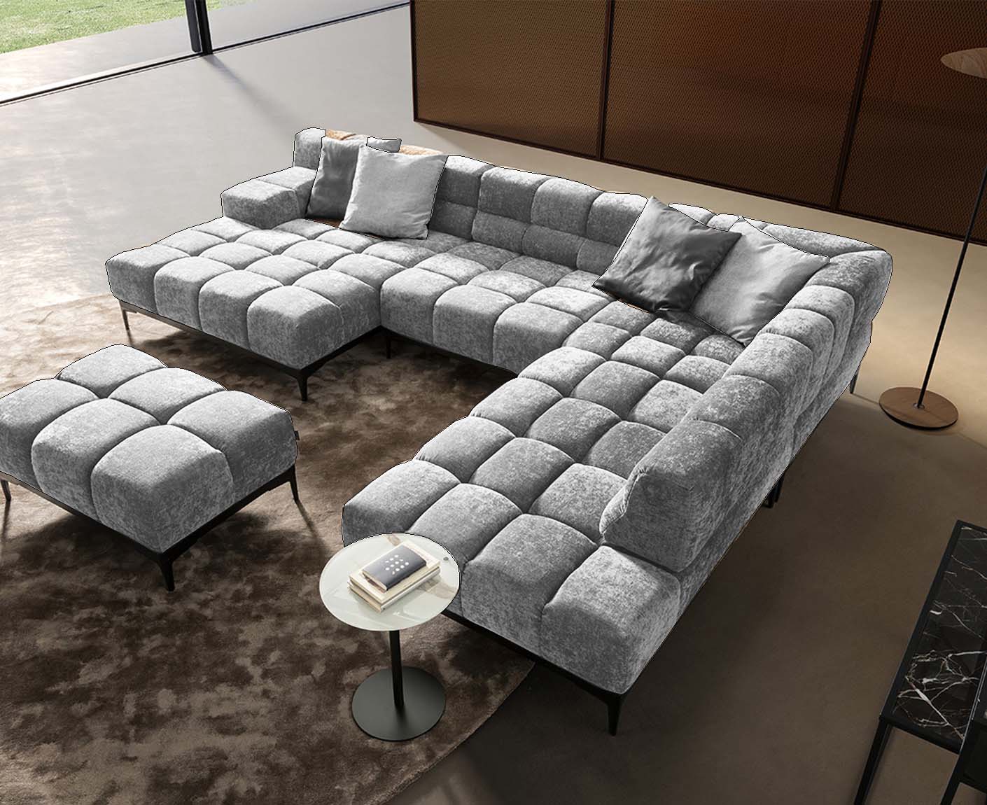 designwerk Oasis Wohnlandschaft | 362 x 255 cm | mit Rückenverstellung | Chenillegewebe
