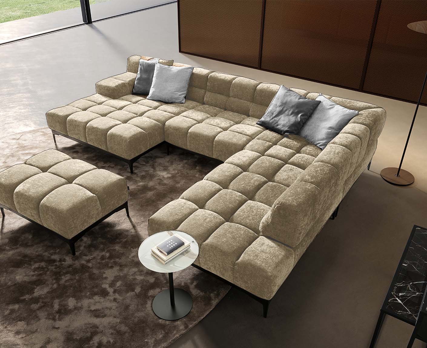 designwerk Oasis Wohnlandschaft | 362 x 255 cm | mit Rückenverstellung | Chenillegewebe