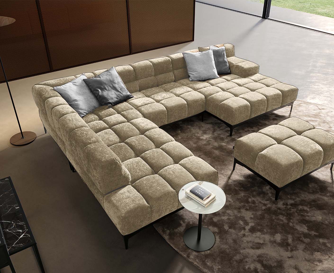 designwerk Oasis Wohnlandschaft | 362 x 255 cm | mit Rückenverstellung | Chenillegewebe
