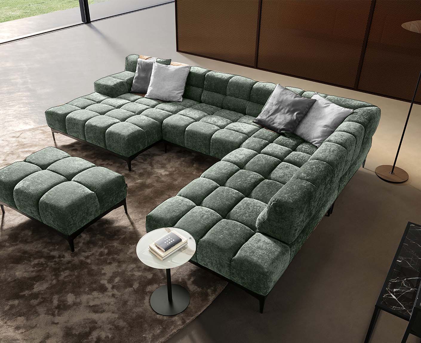 designwerk Oasis Wohnlandschaft | 362 x 255 cm | mit Rückenverstellung | Chenillegewebe