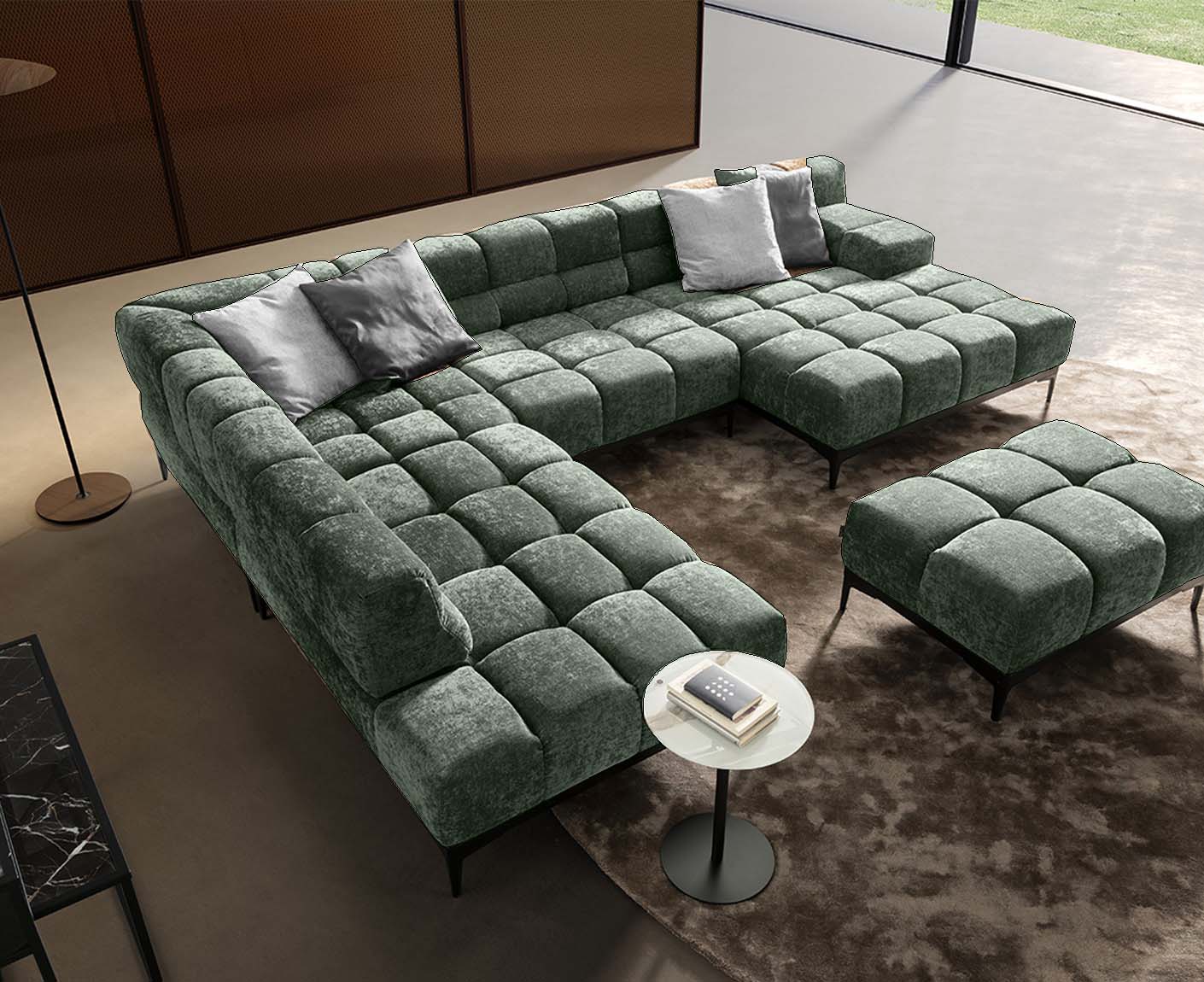 designwerk Oasis Wohnlandschaft | 362 x 255 cm | mit Rückenverstellung | Chenillegewebe