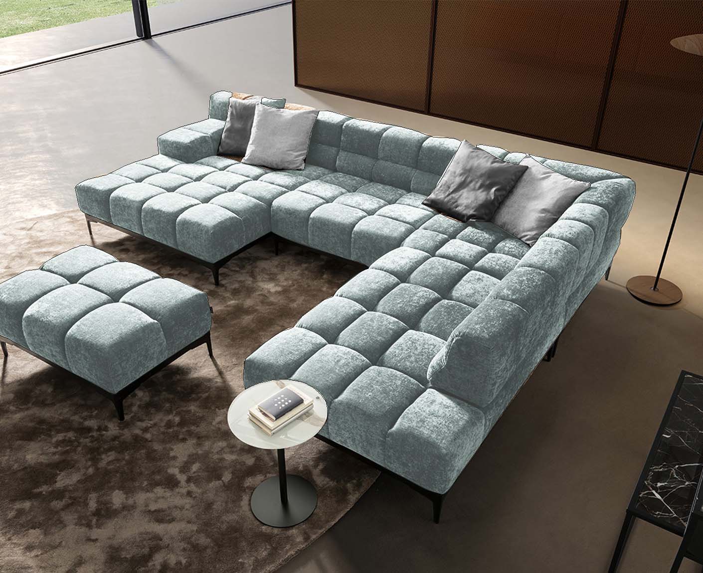 designwerk Oasis Wohnlandschaft | 362 x 255 cm | mit Rückenverstellung | Chenillegewebe