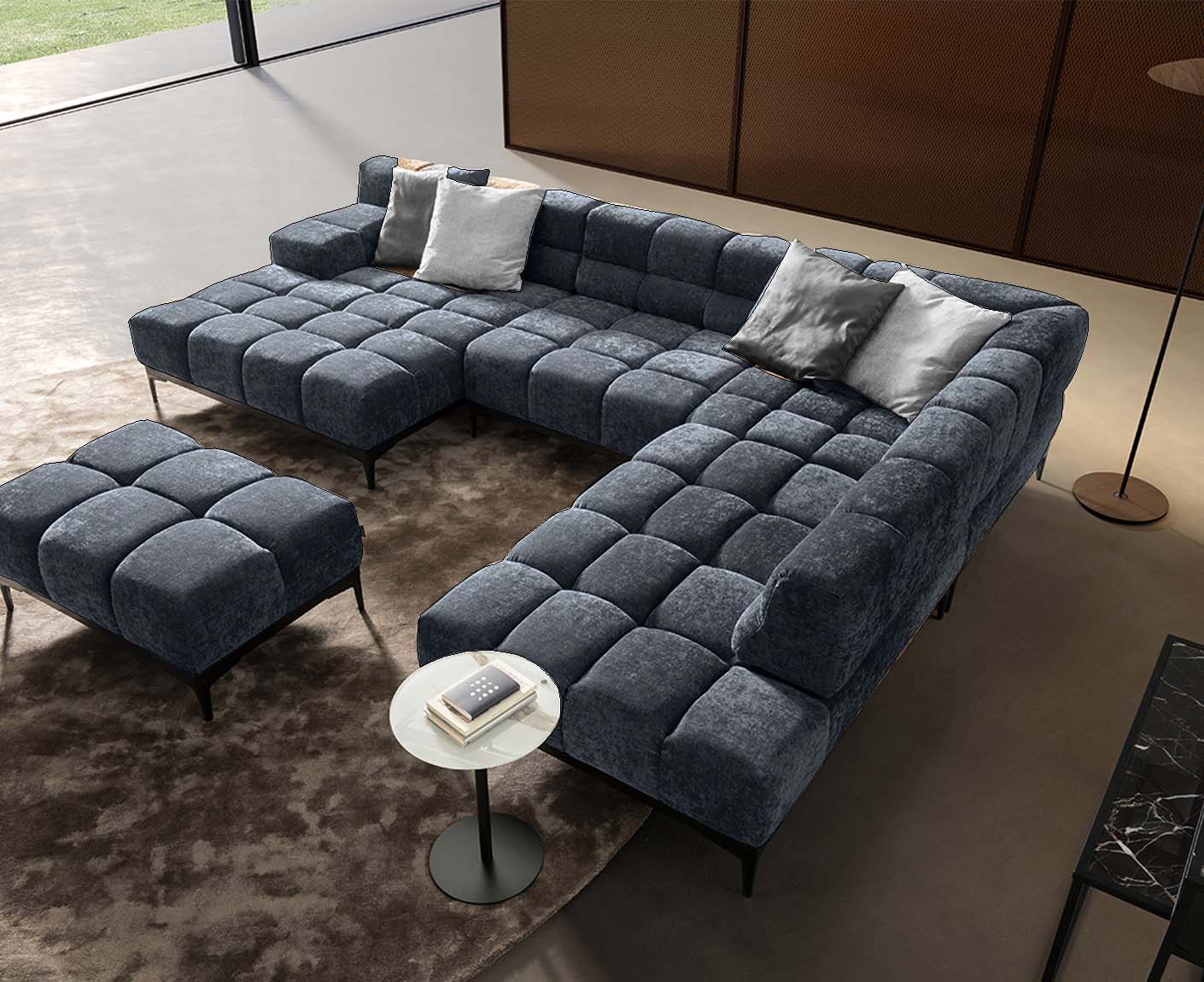 designwerk Oasis Wohnlandschaft | 362 x 255 cm | mit Rückenverstellung | Chenillegewebe