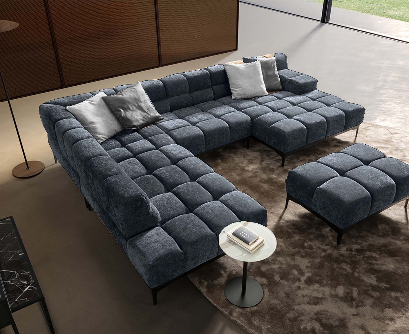 designwerk Oasis Wohnlandschaft | 362 x 255 cm | mit Rückenverstellung | Chenillegewebe
