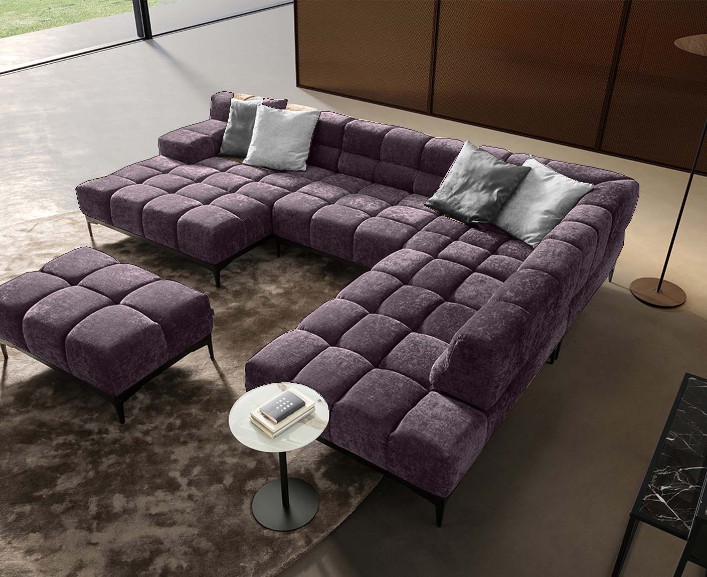 designwerk Oasis Wohnlandschaft | 362 x 255 cm | mit Rückenverstellung | Chenillegewebe