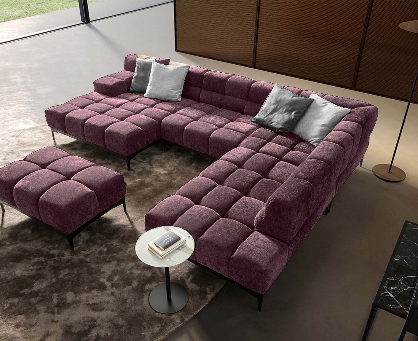 designwerk Oasis Wohnlandschaft | 362 x 255 cm | mit Rückenverstellung | Chenillegewebe