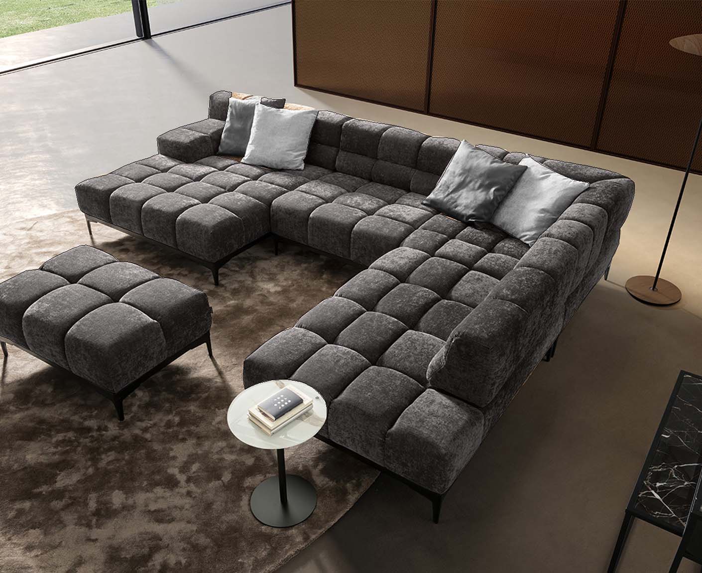 designwerk Oasis Wohnlandschaft | 362 x 255 cm | mit Rückenverstellung | Chenillegewebe