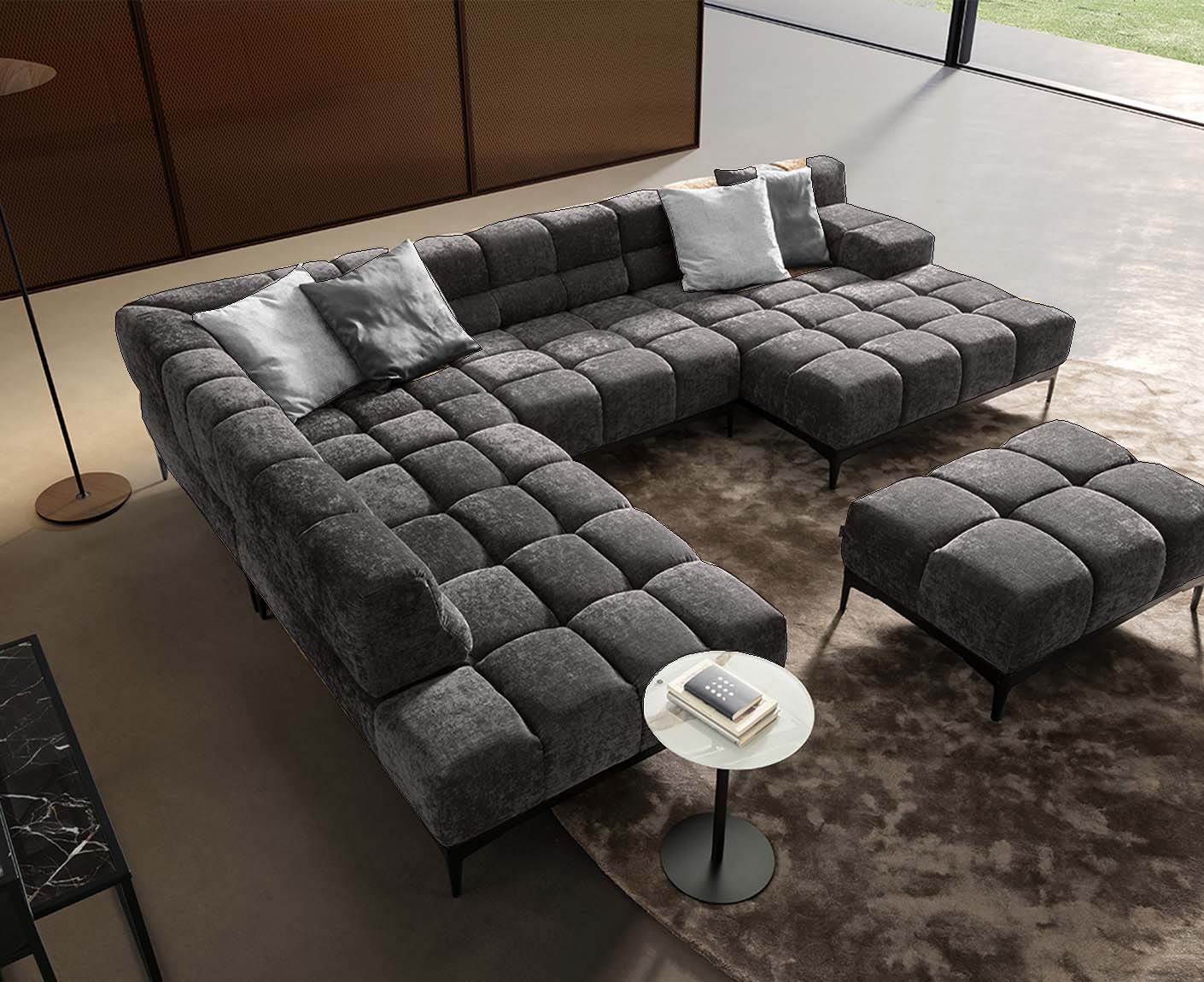 designwerk Oasis Wohnlandschaft | 362 x 255 cm | mit Rückenverstellung | Chenillegewebe