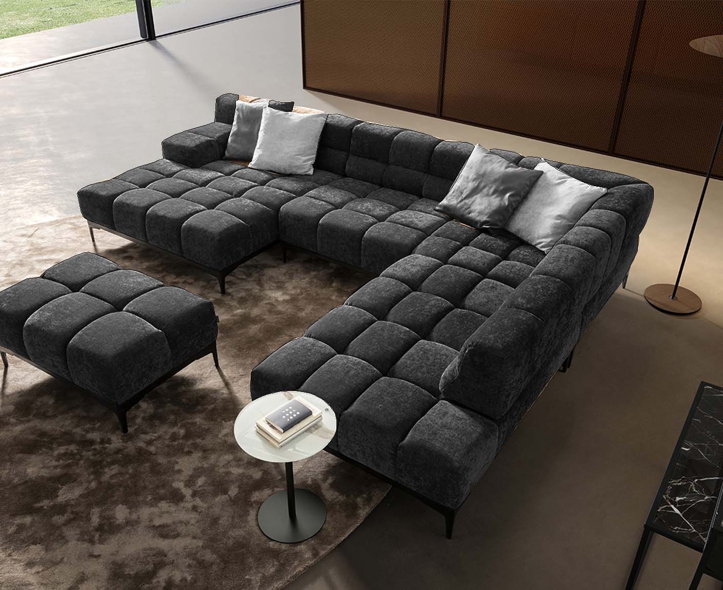 designwerk Oasis Wohnlandschaft | 362 x 255 cm | mit Rückenverstellung | Chenillegewebe