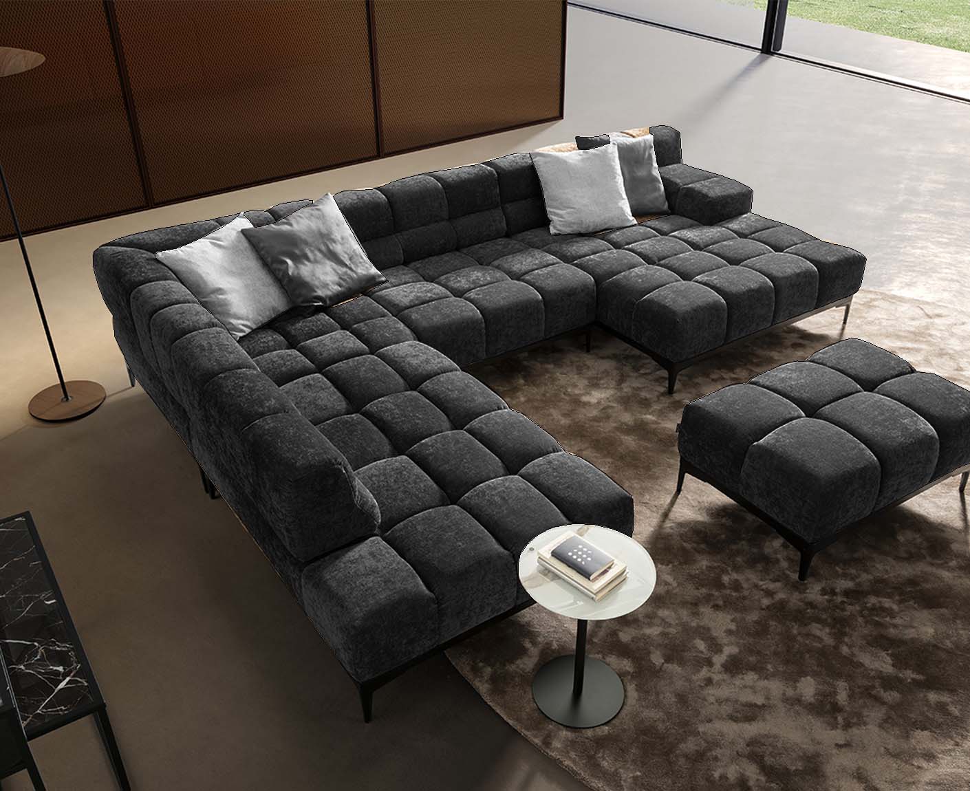 designwerk Oasis Wohnlandschaft | 362 x 255 cm | mit Rückenverstellung | Chenillegewebe