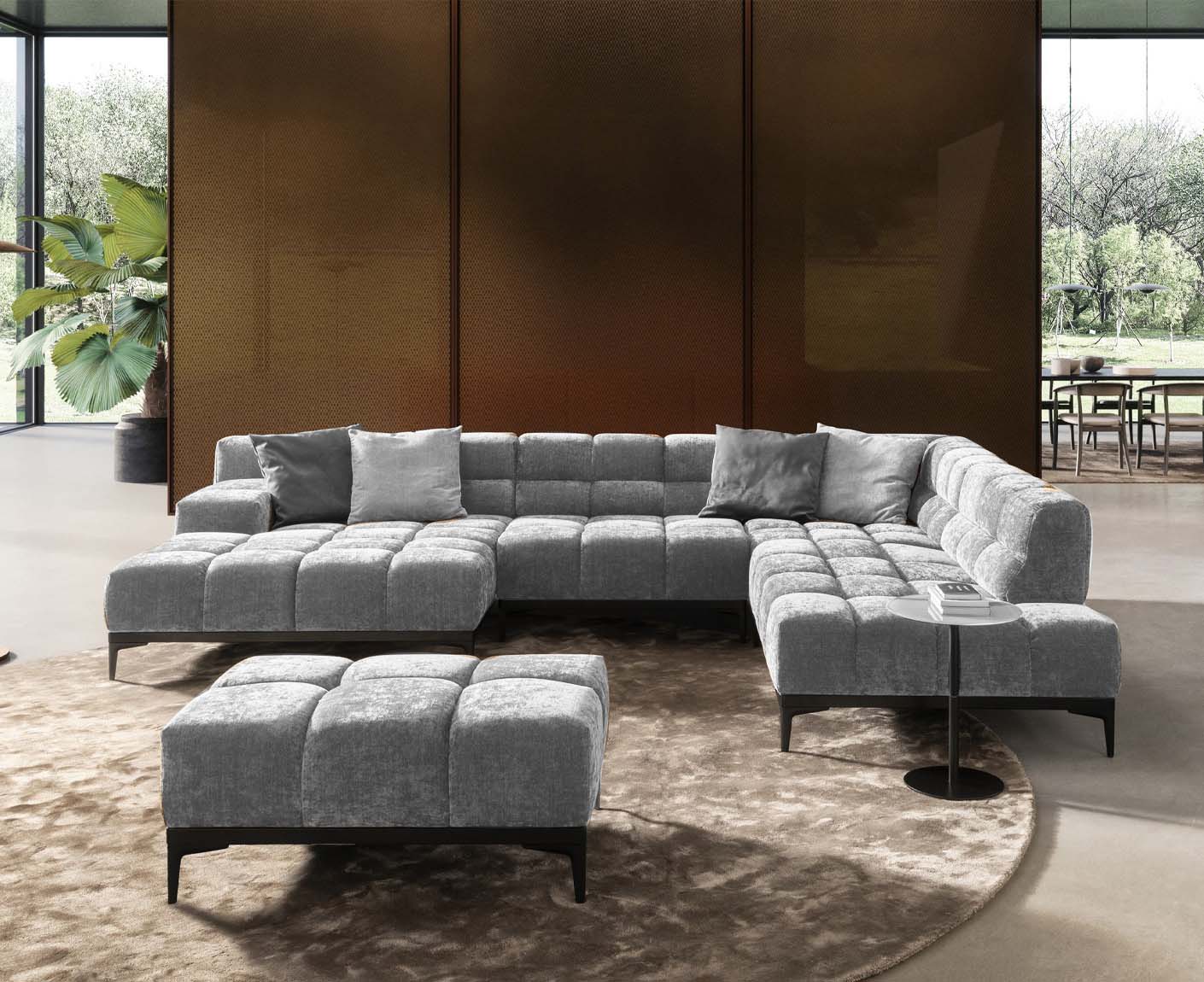 designwerk Oasis Wohnlandschaft | 362 x 255 cm | mit Rückenverstellung | Chenillegewebe