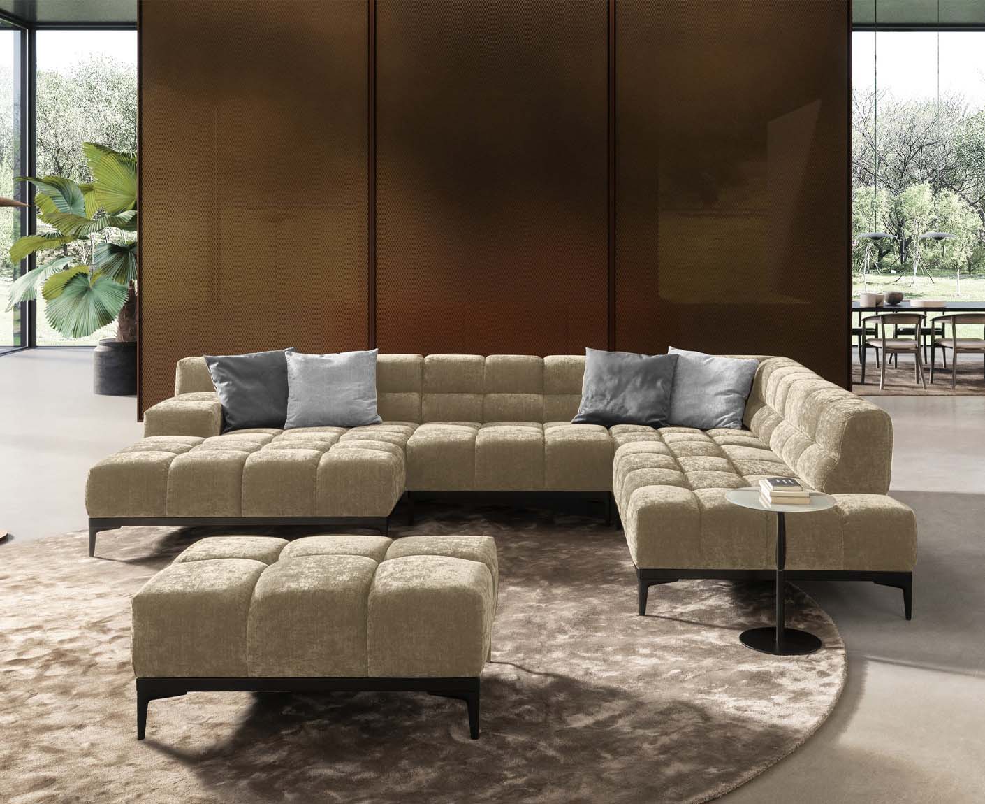 designwerk Oasis Wohnlandschaft | 362 x 255 cm | mit Rückenverstellung | Chenillegewebe
