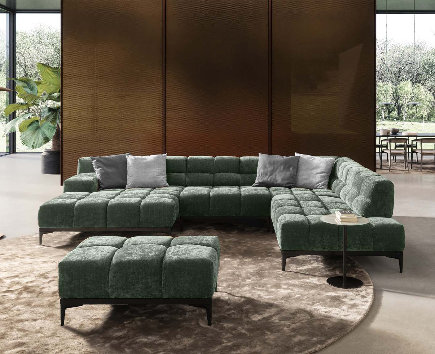 designwerk Oasis Wohnlandschaft | 362 x 255 cm | mit Rückenverstellung | Chenillegewebe