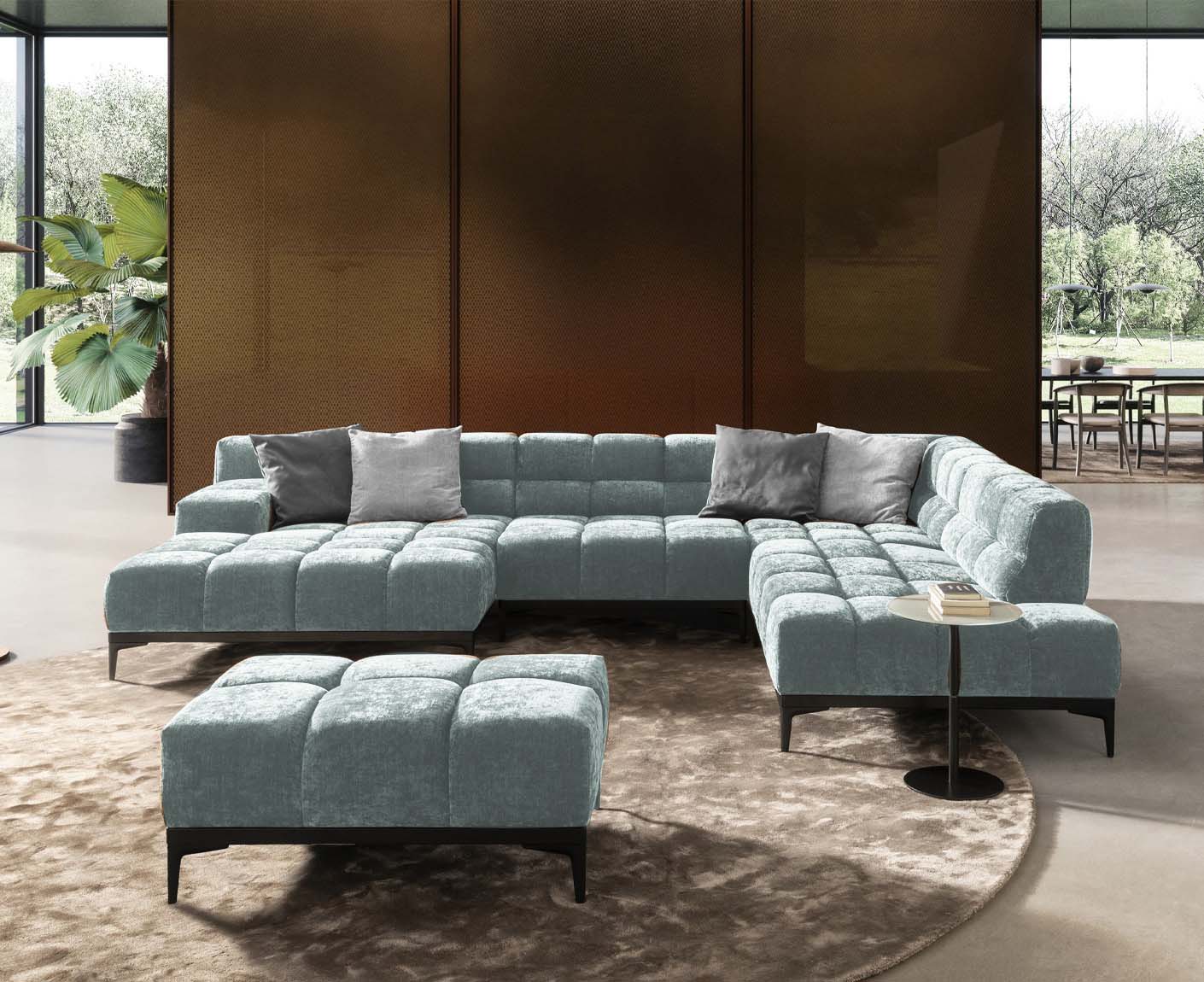 designwerk Oasis Wohnlandschaft | 362 x 255 cm | mit Rückenverstellung | Chenillegewebe