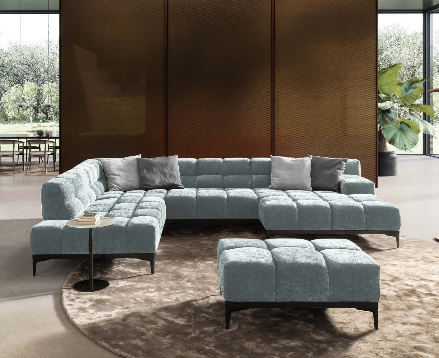 designwerk Oasis Wohnlandschaft | 362 x 255 cm | mit Rückenverstellung | Chenillegewebe
