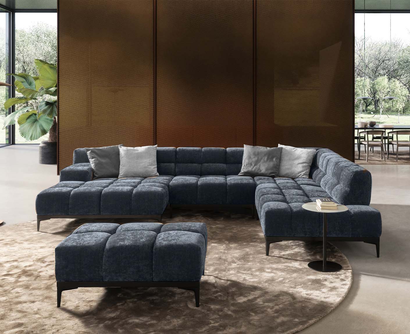 designwerk Oasis Wohnlandschaft | 362 x 255 cm | mit Rückenverstellung | Chenillegewebe