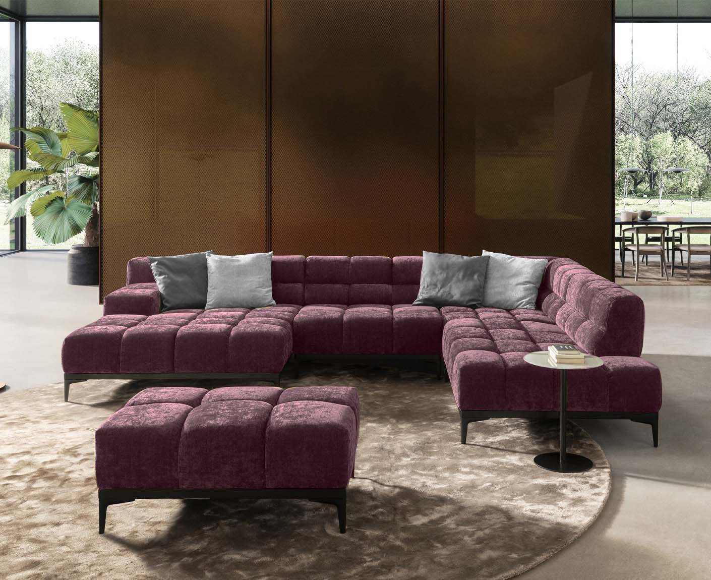 designwerk Oasis Wohnlandschaft | 362 x 255 cm | mit Rückenverstellung | Chenillegewebe