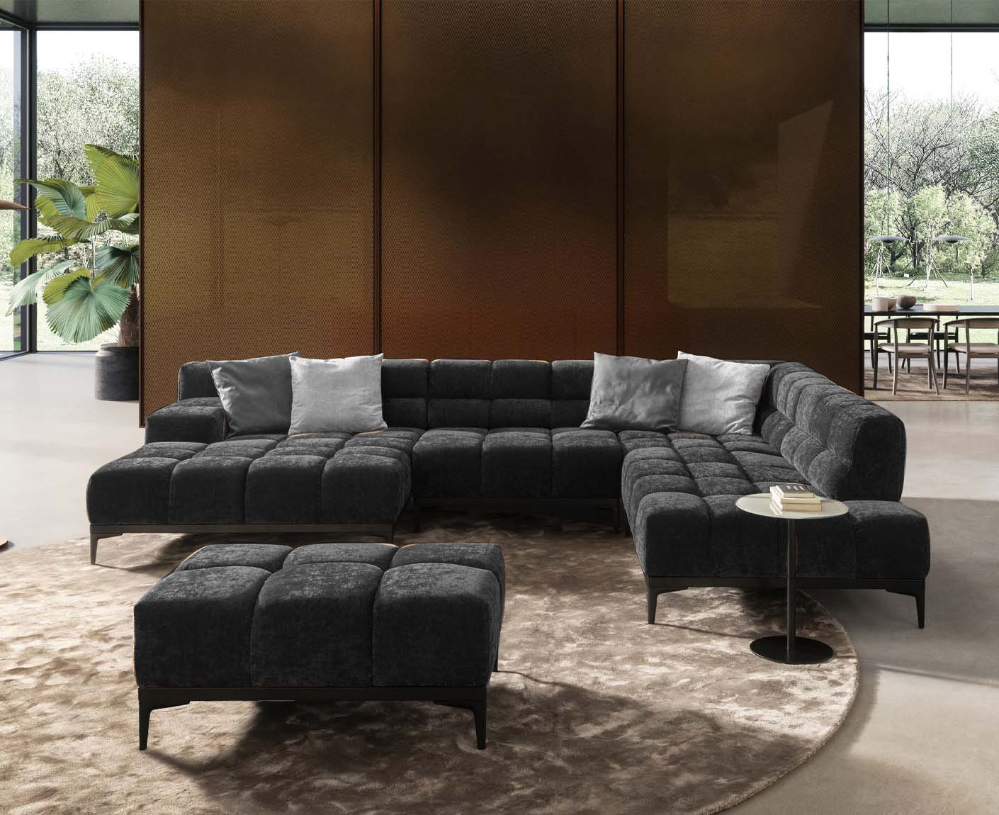 designwerk Oasis Wohnlandschaft | 362 x 255 cm | mit Rückenverstellung | Chenillegewebe