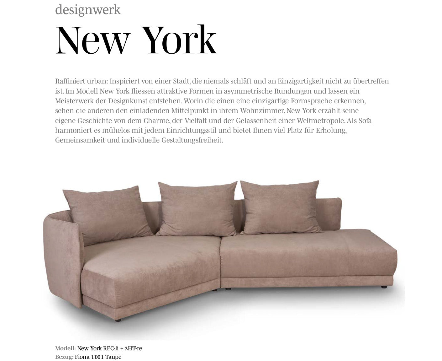 designwerk New York Ecksofa | 333 x 179 cm | feines Flachgewebe
