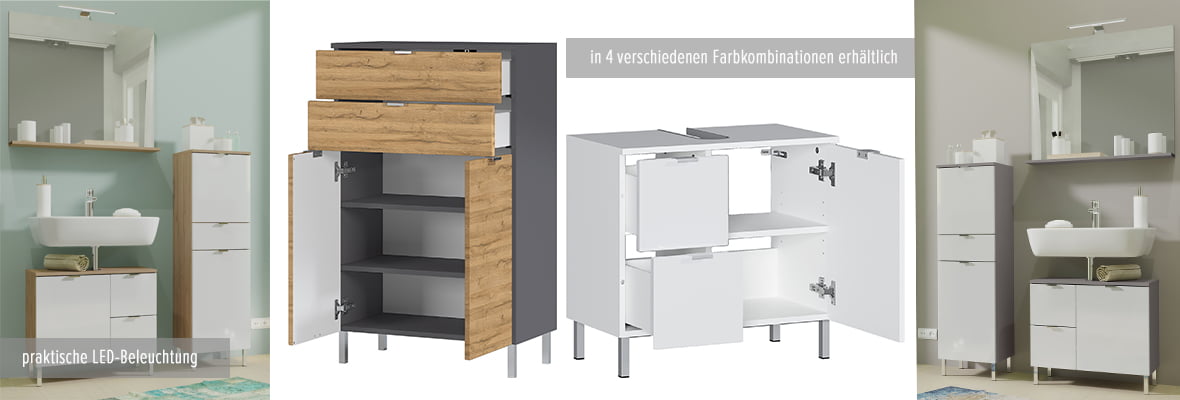 MONSON Badezimmer Schrank Grandson-Eiche/Weiß