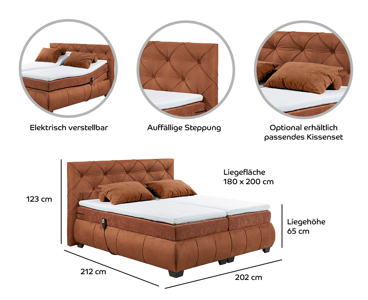Mansura Boxspringbett 180 x 200 cm, inkl. Motor