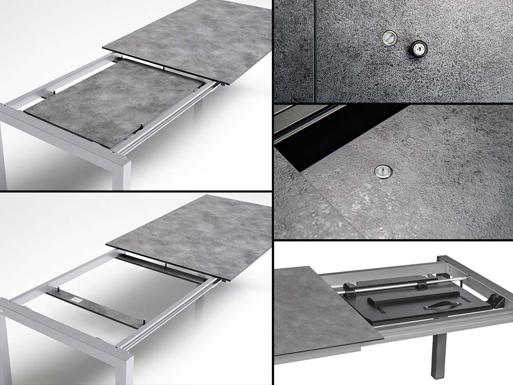 Kettler Cubic HPL Gartentisch, ausziehbar, Größe wählbar Silber / Anthrazit