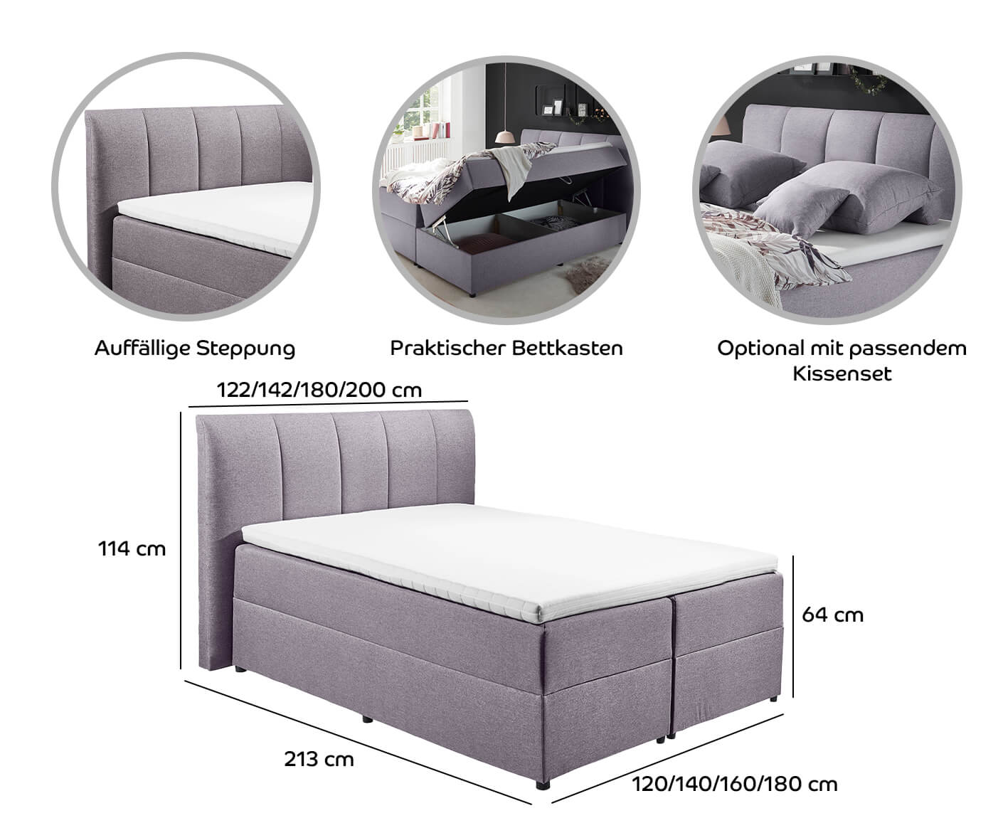 Granada Polsterbett Doppelbett inkl. Bettkasten