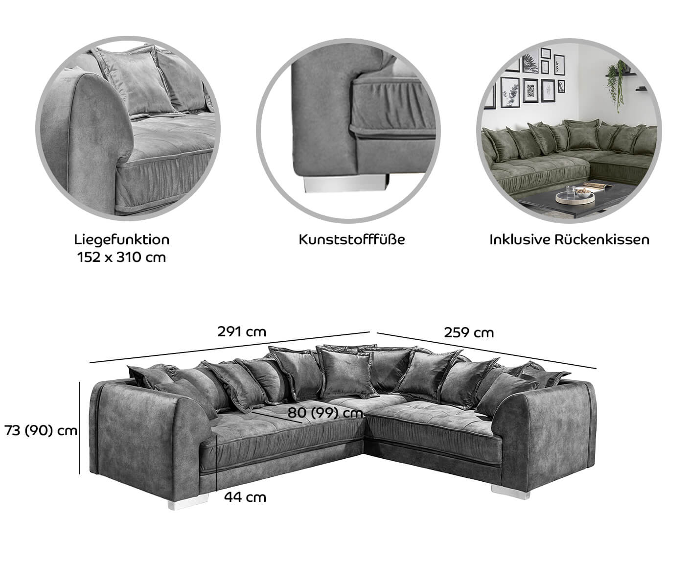 Pascha Ecksofa 291 x 259 cm
