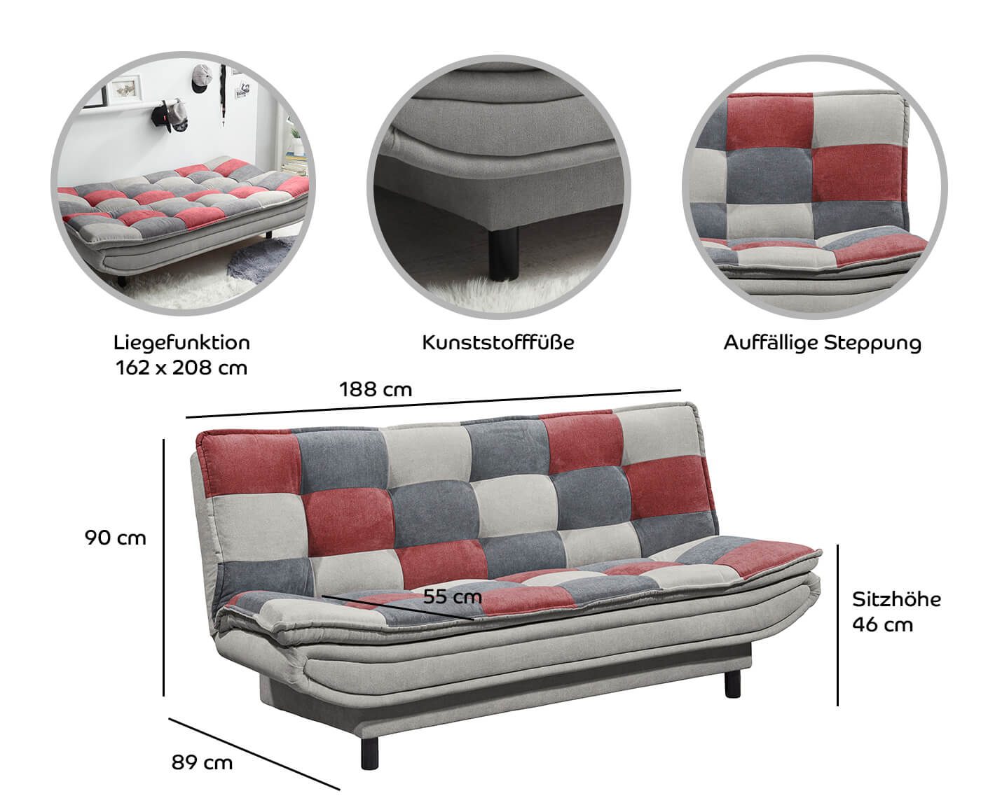 Patch Schlafsofa 188 x 118 cm