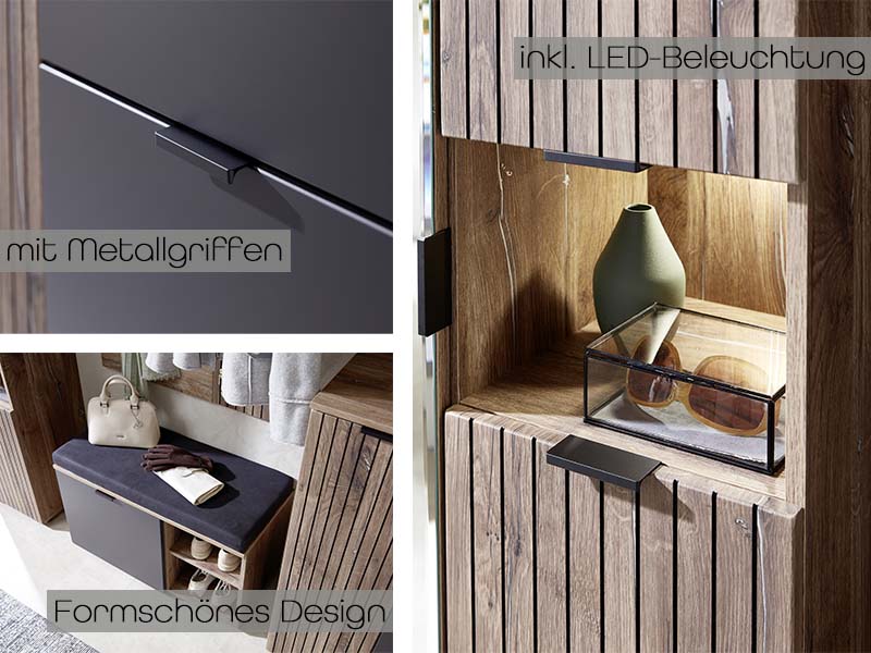 Linea Bank Flagstaff Eiche / Cosmos Grau