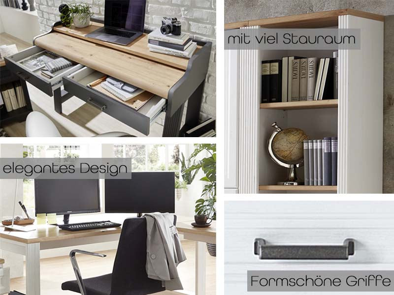 Jasmin Komplettbüro Graphit / Artisan Eiche
