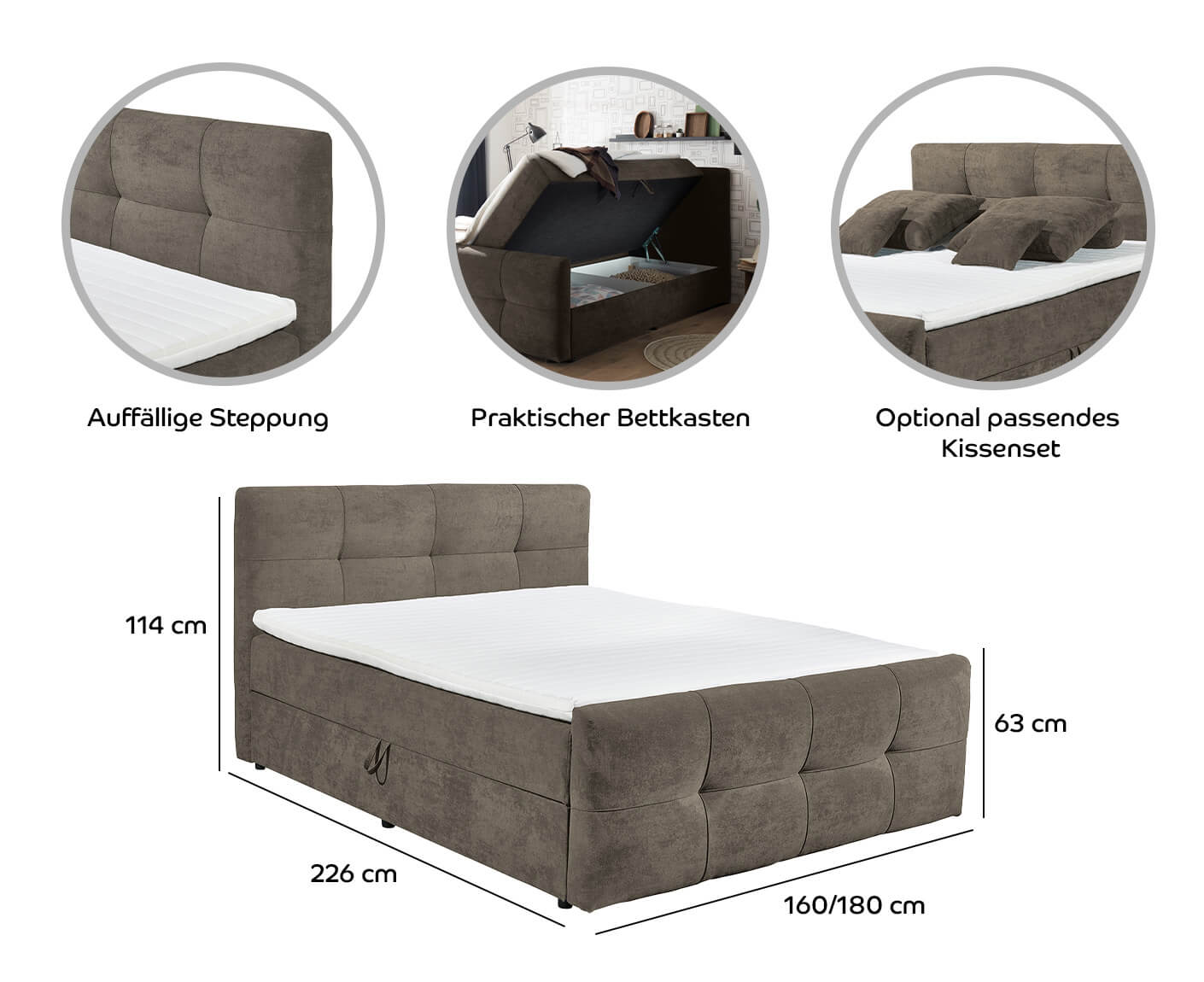 Winnipeg Polsterbett Doppelbett inkl. Bettkasten