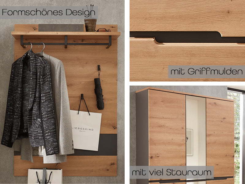 Memphis Schuhschrank Artisan Eiche / Graphit