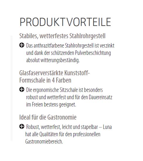 4x Gartenstuhl stapelbar Luna Anthrazit/Anthrazit
