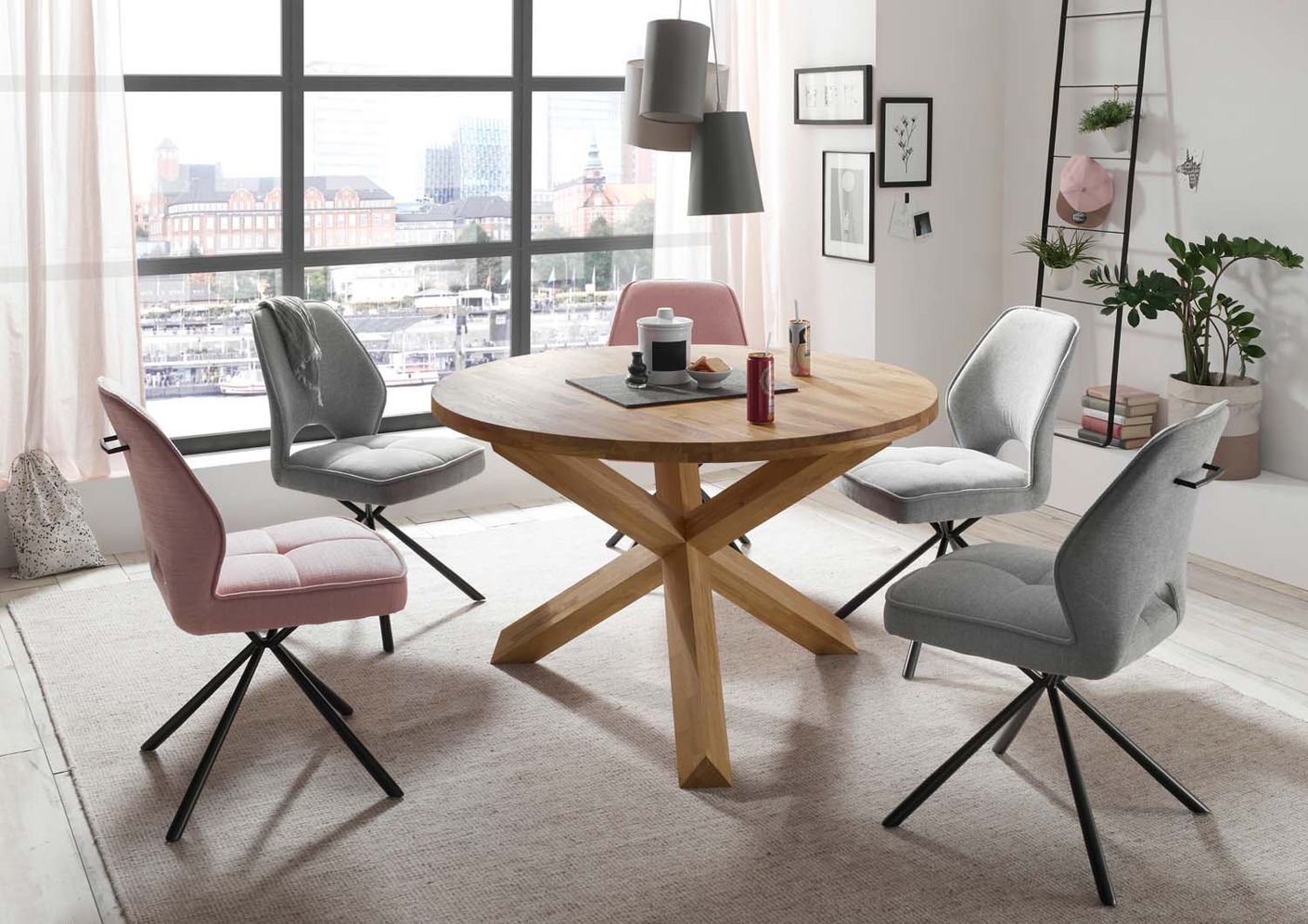 Nele Stuhl 2er-Set, 180° Drehbar Rosa