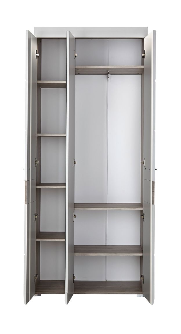 Garderobenschrank FUNNY Weiß / Silbereiche