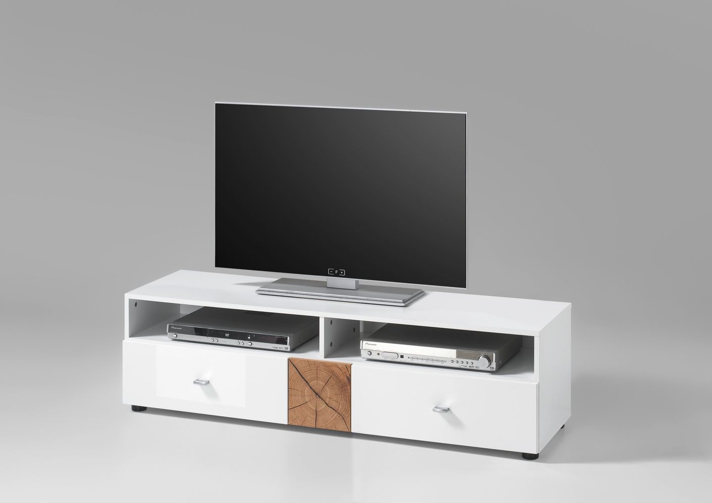 FOREST Lowboard TV Möbel Fernsehmöbel Weiß Hochglanz