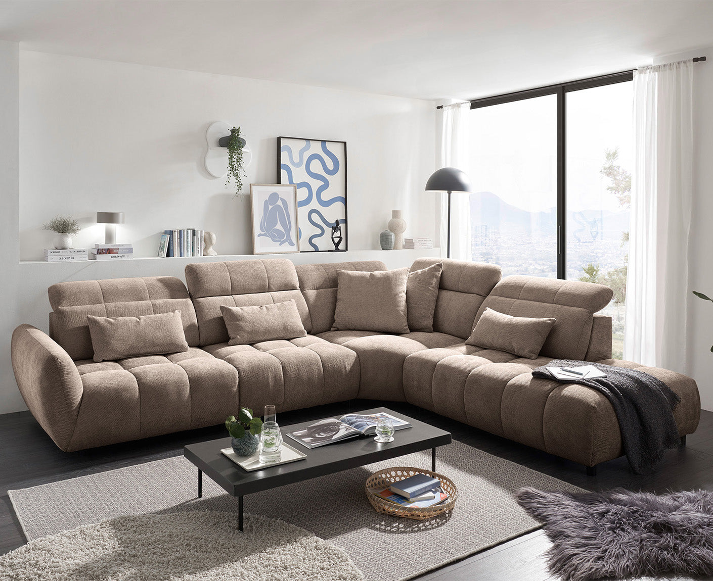 Franklin Ecksofa 339 x 285 cm, mit verstellbaren Kopfstützen