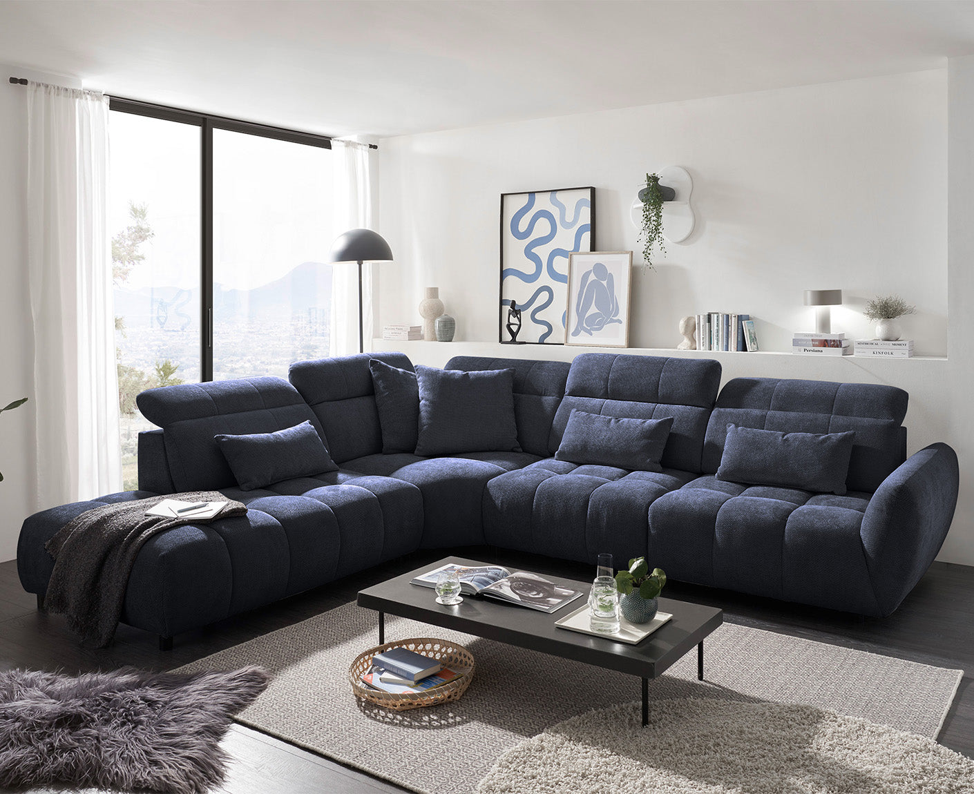 Franklin Ecksofa 339 x 285 cm, mit verstellbaren Kopfstützen