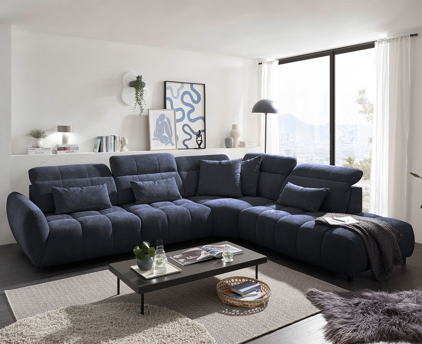 Franklin Ecksofa 339 x 285 cm, mit verstellbaren Kopfstützen