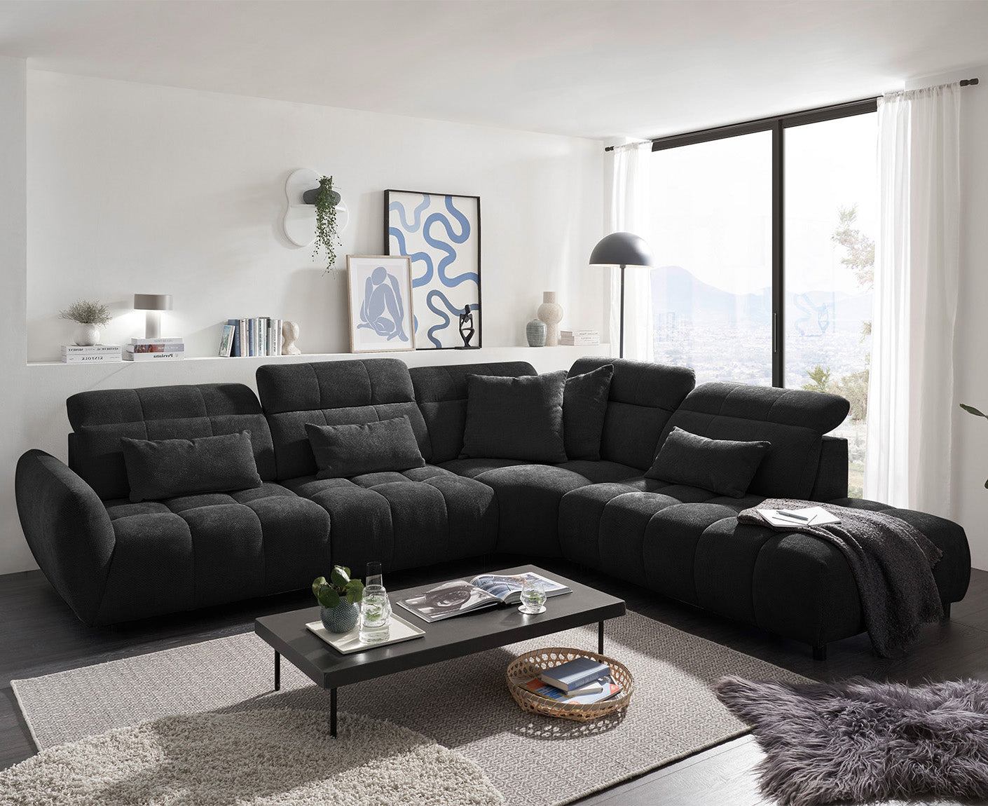 Franklin Ecksofa 339 x 285 cm, mit verstellbaren Kopfstützen