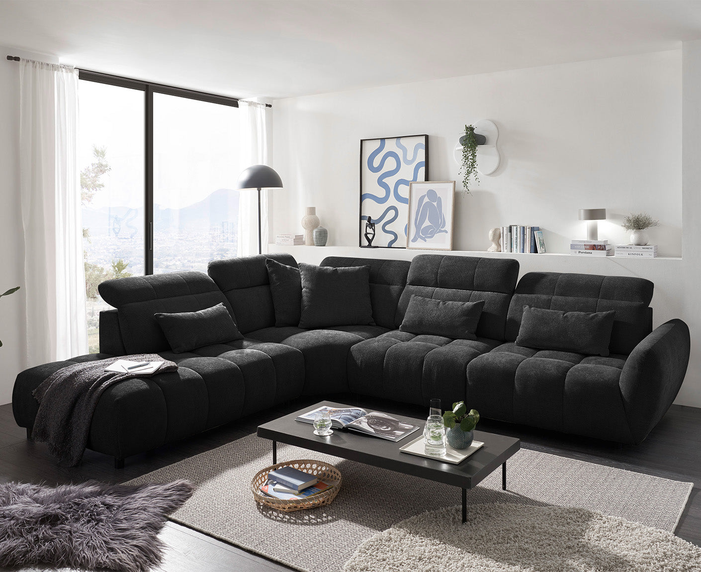 Franklin Ecksofa 339 x 285 cm, mit verstellbaren Kopfstützen