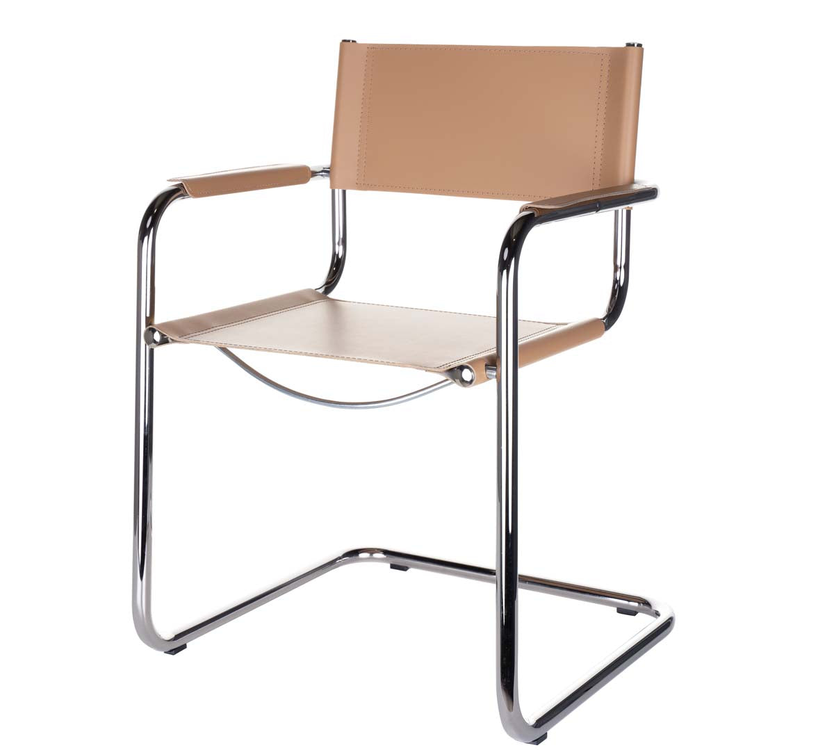 Denver Freischwinger / Besucherstuhl Leder Schwarz, Weiß, Natur