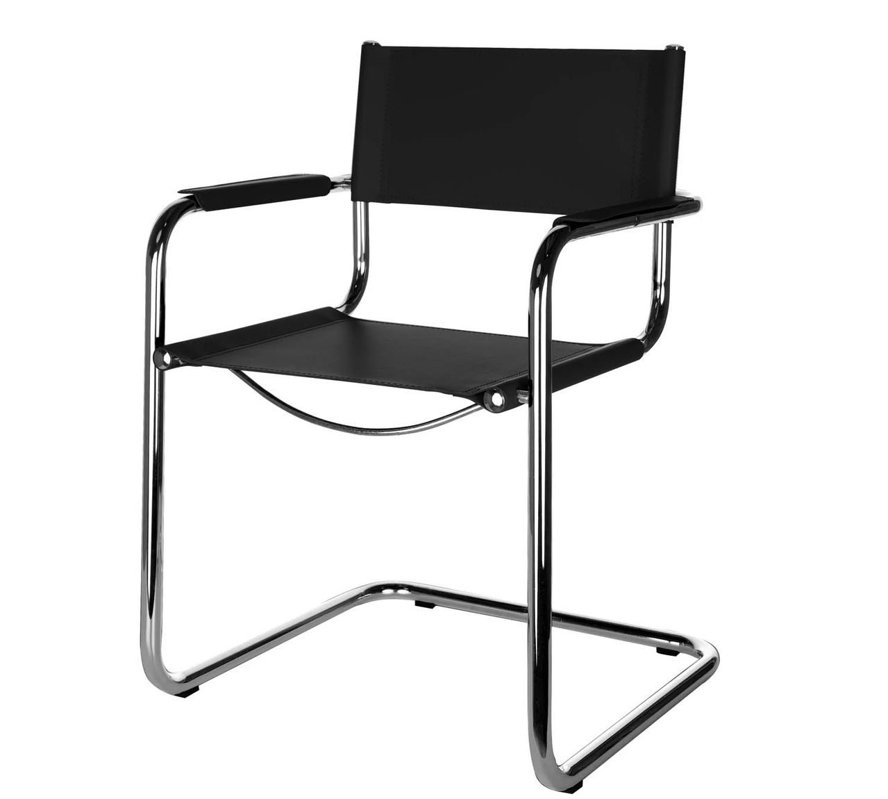 Denver Freischwinger / Besucherstuhl Leder Schwarz, Weiß, Natur