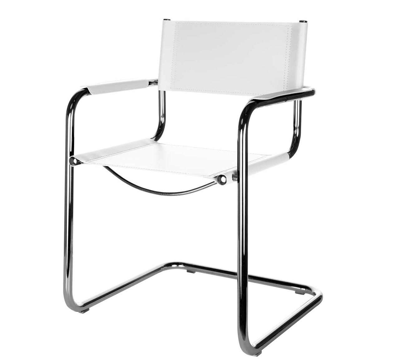 Denver Freischwinger / Besucherstuhl Leder Schwarz, Weiß, Natur
