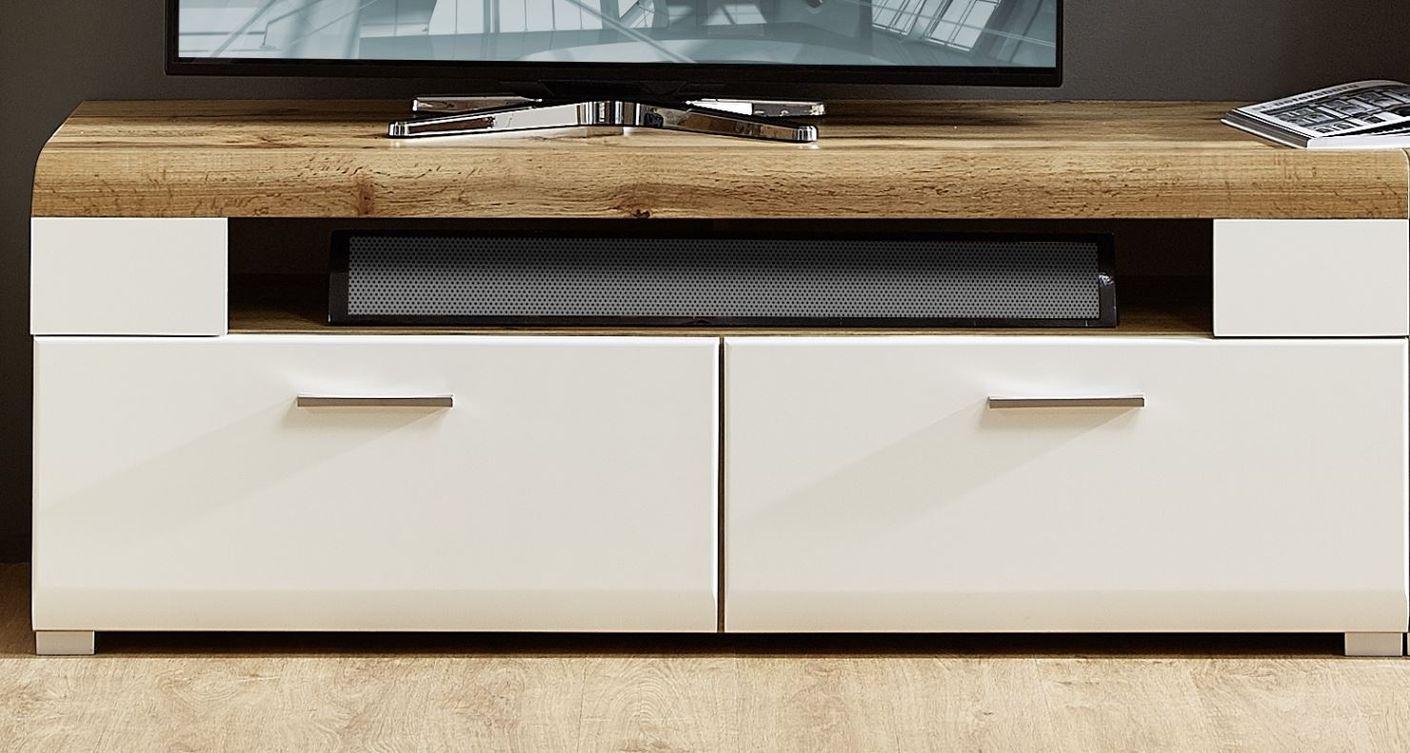Wohnzimmer Komplettset FUN PLUS 2 Weiß / Eiche Altholz