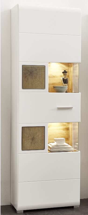 Vitrine FUN PLUS Weiß / Eiche Altholz