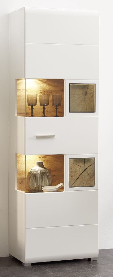 Vitrine FUN PLUS Weiß / Eiche Altholz